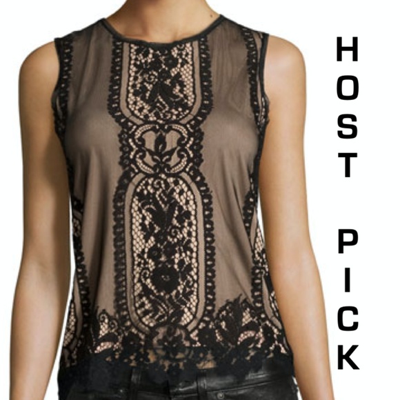 *HP* NWT Max Studio Sleeveless Lace Overlay Blouse - Picture 1 of 8